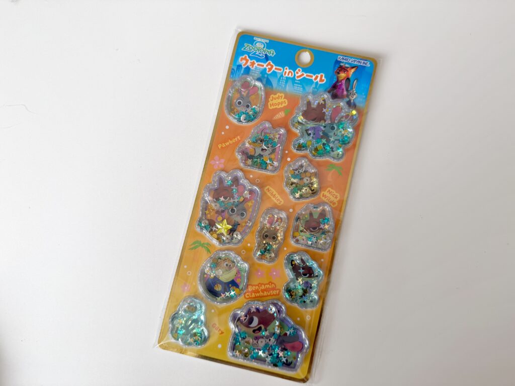 ズートピアのウォーターインシール(オレンジ台紙)のパッケージ全体