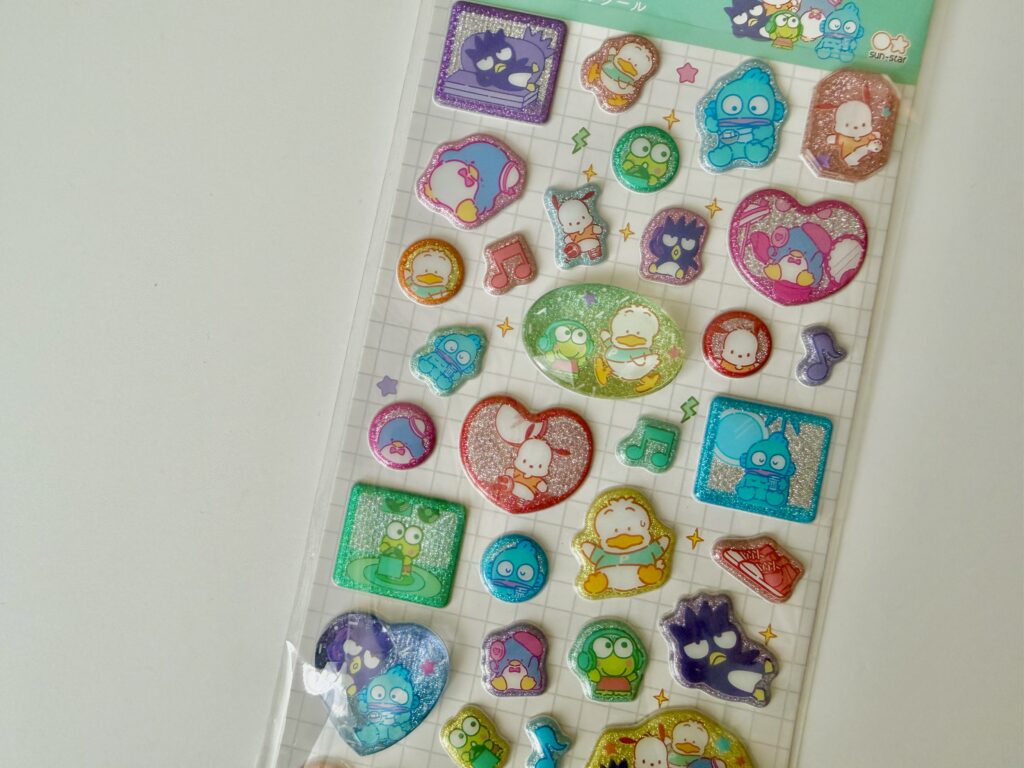 Sanrio クリスタルシール|けろけろけろっぴ・ポチャッコ・バッドばつ丸など人気キャラのキラキラ立体シール