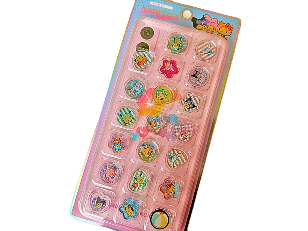 Kira☆Coro サンリオ おはじき風シール ピンク台紙 キティ マイメロ クロミ シナモロール ポムポムプリン