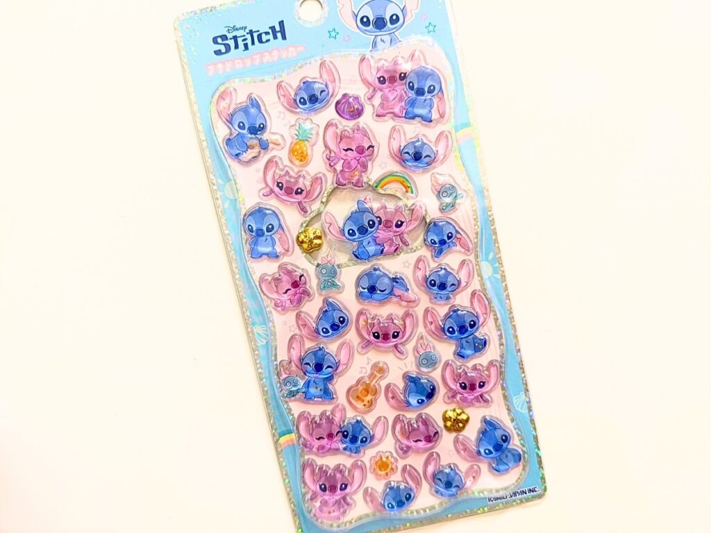 スティッチのプチドロップステッカー|本屋で購入したぷっくり立体シール