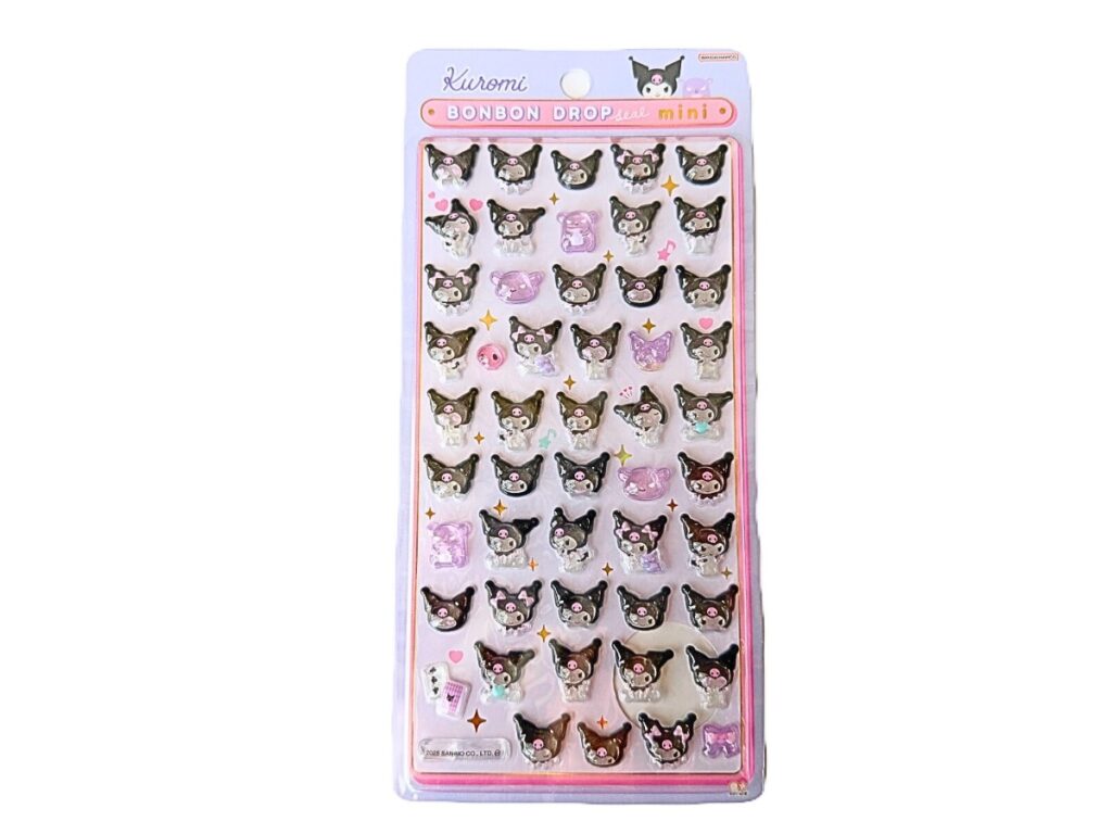 Kuromi Bonbon Drop Stickers Mini with glossy puffy 3D Sanrio design
