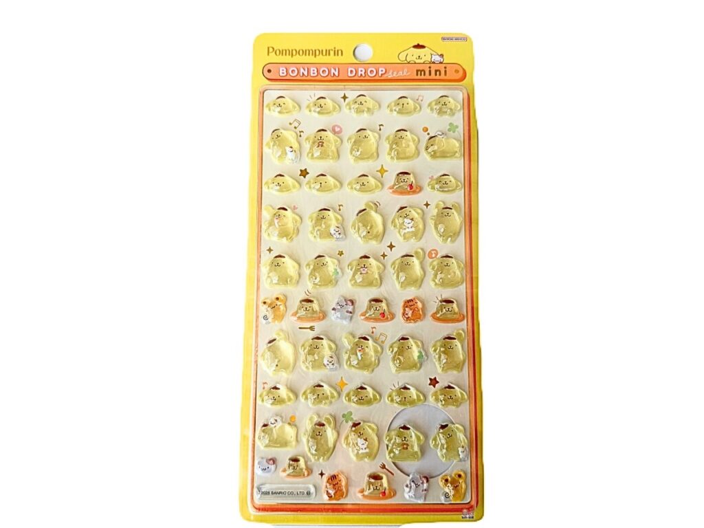 Pompompurin Bonbon Drop Stickers Mini with puffy 3D glossy design