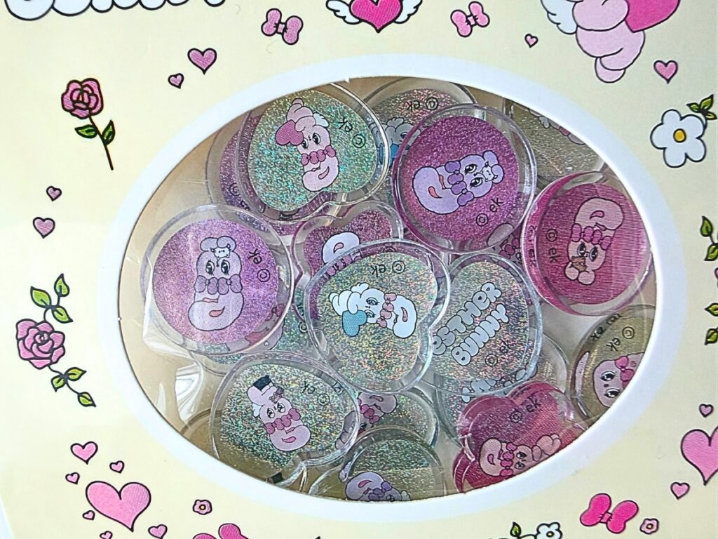 セブン エスターバニー ハート型おはじきシール ぷっくりラメ仕様